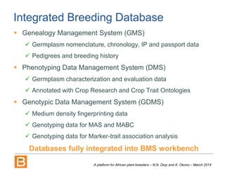 Genotyping
 To use molecular technologies, the breeder wants to:
 select population,
 select markers,
 genotype popula...
