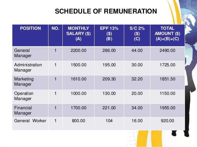 Remuneration in business plan image