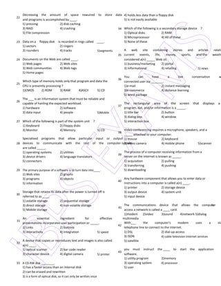 Ibps computer knowledge papers with answers | PDF