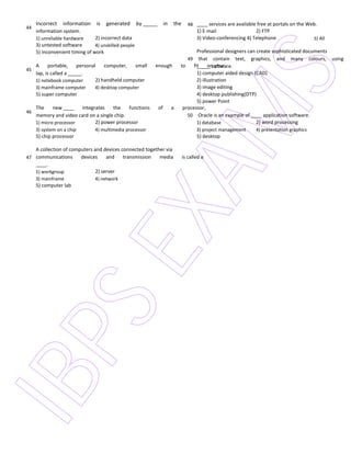 Ibps computer knowledge papers with answers | PDF