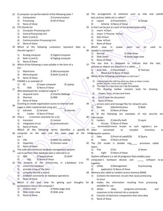 Ibps computer knowledge papers with answers | PDF