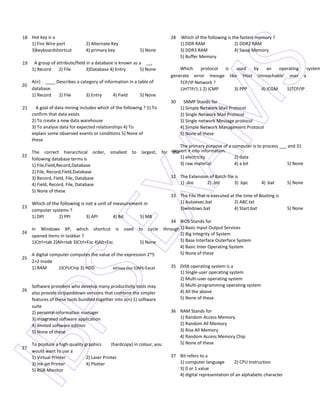 Ibps computer knowledge papers with answers | PDF