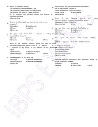 Ibps computer knowledge papers with answers | PDF