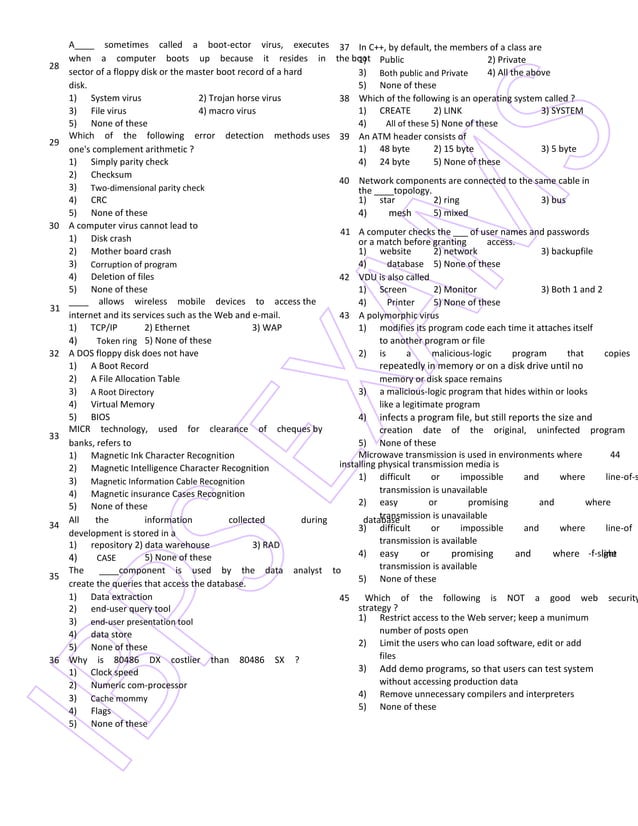 Ibps computer knowledge papers with answers PDF