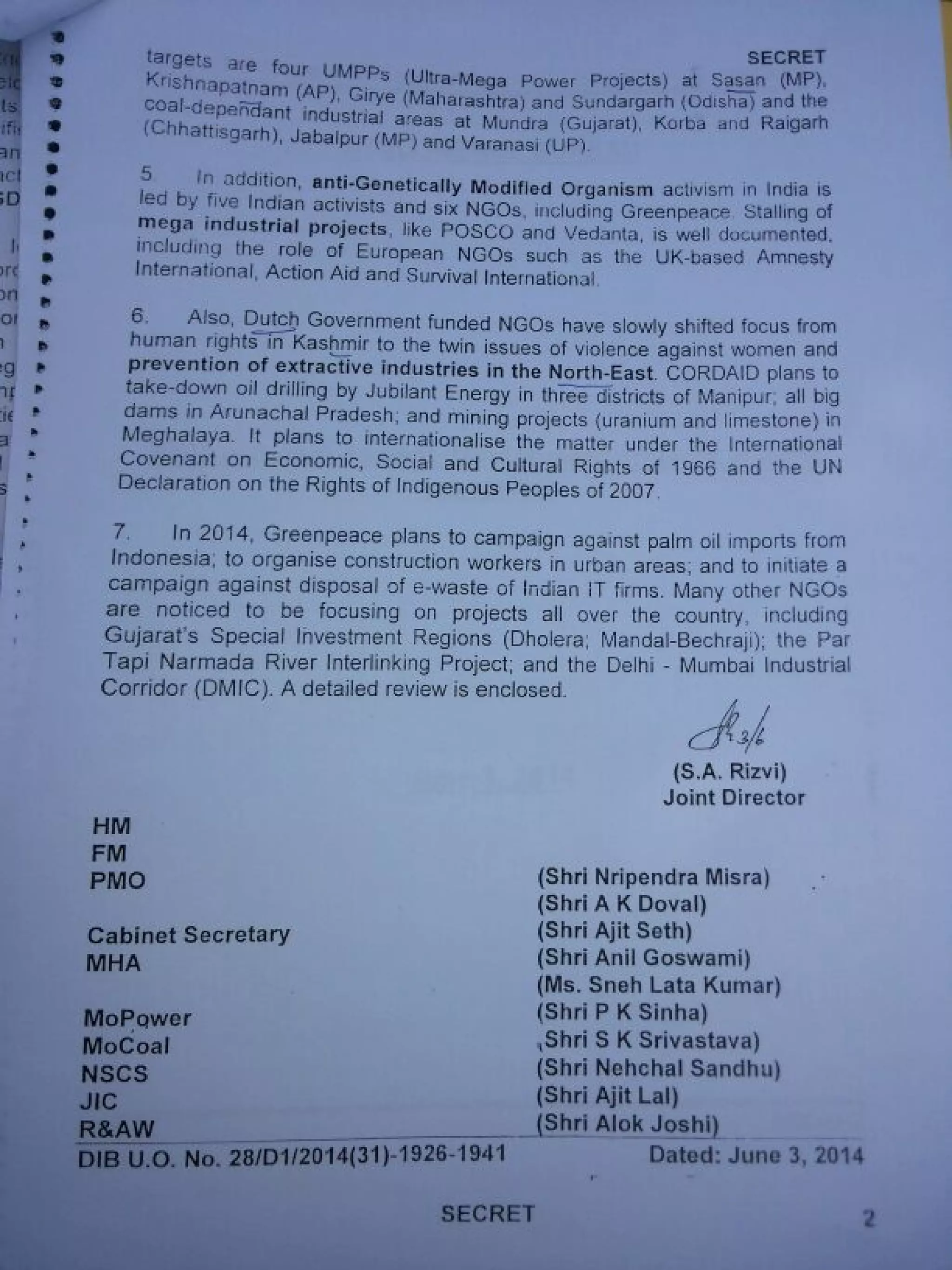 Intelligence Bureau Report On Foreign Funded NGOs' Impact On India's Development.