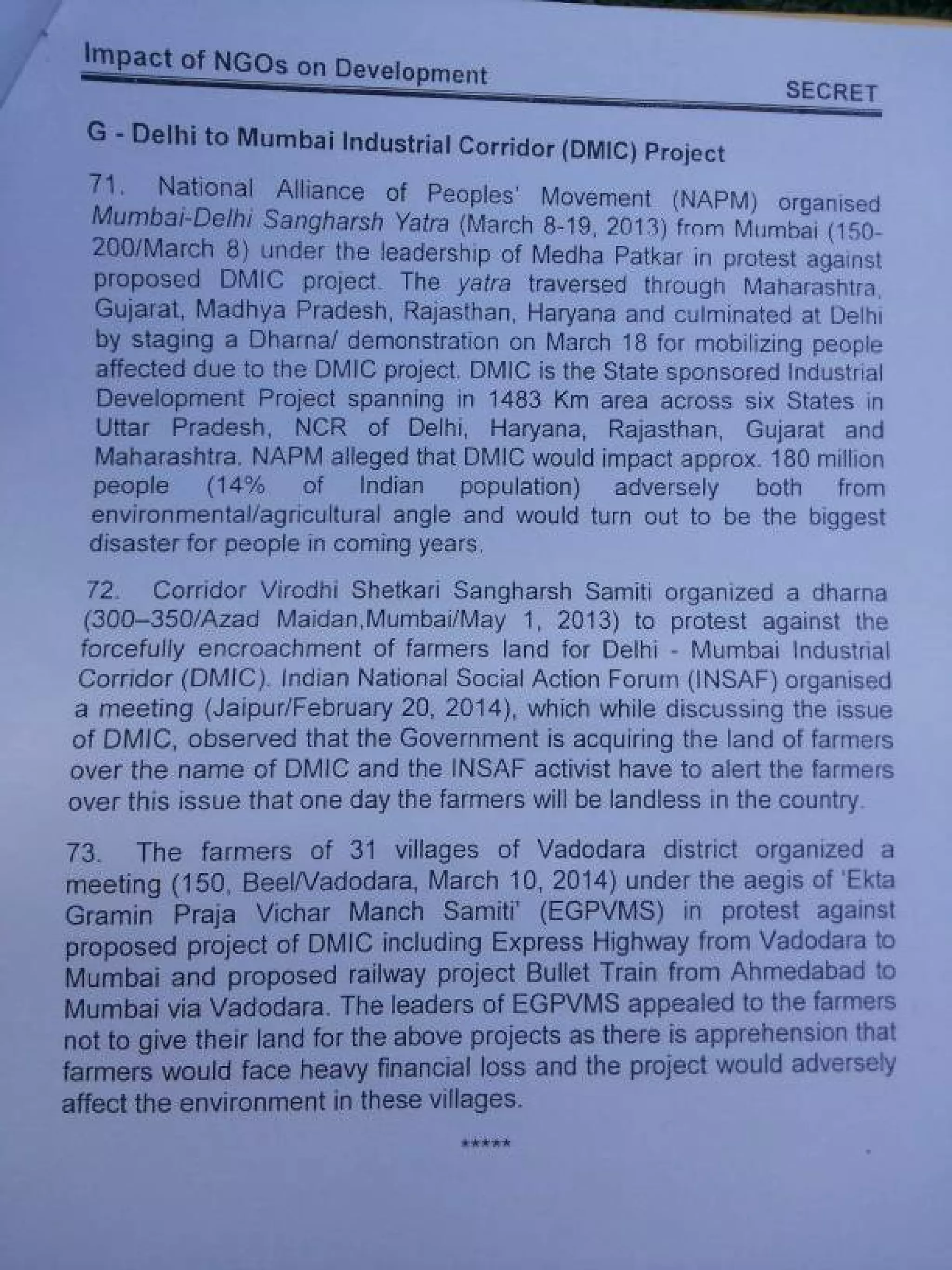 Intelligence Bureau Report On Foreign Funded NGOs' Impact On India's Development.