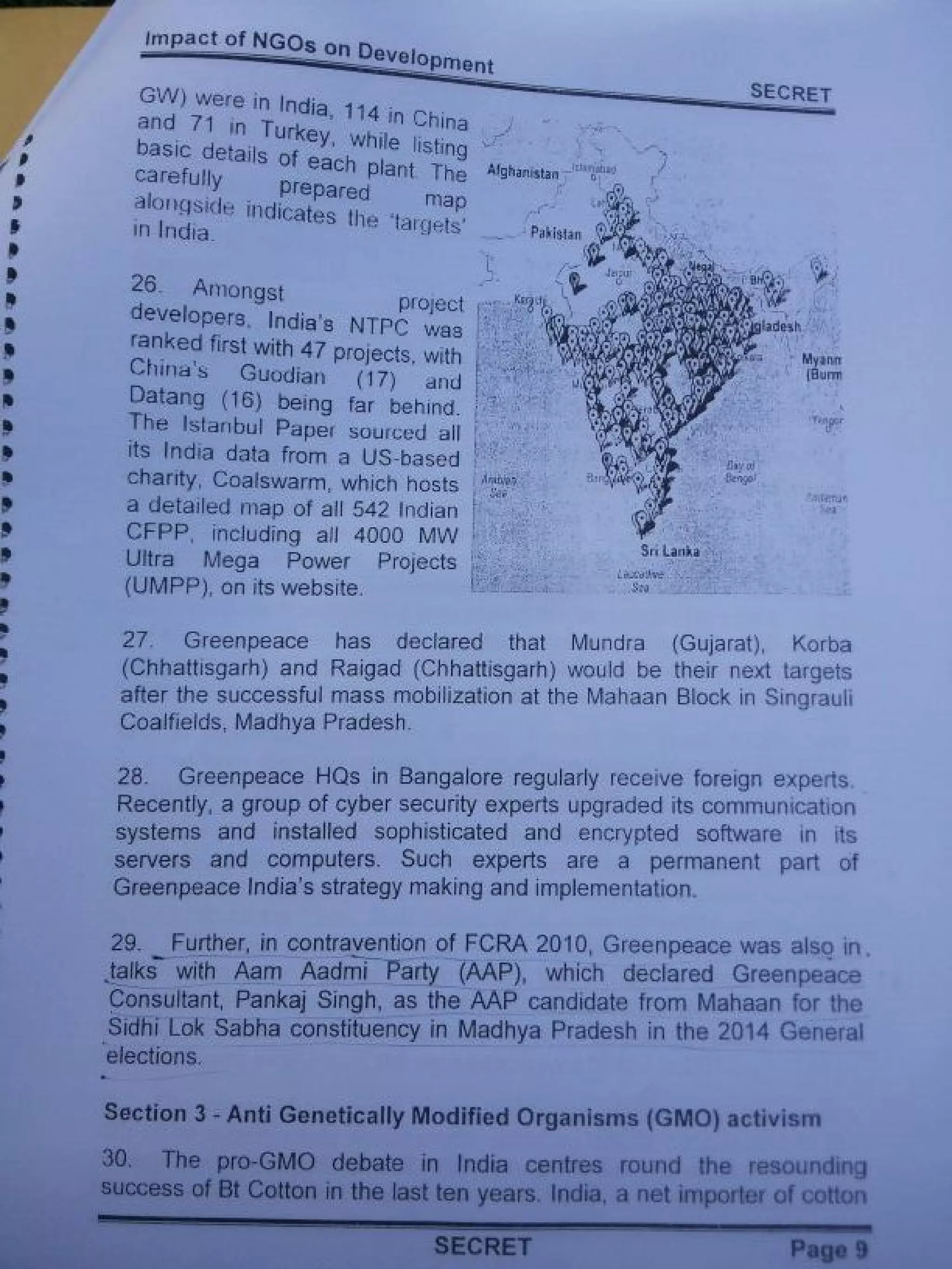 Intelligence Bureau Report On Foreign Funded NGOs' Impact On India's Development.
