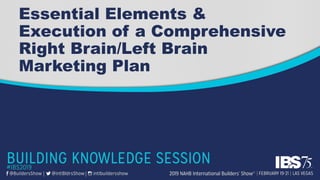 Essential Elements &
Execution of a Comprehensive
Right Brain/Left Brain
Marketing Plan
 