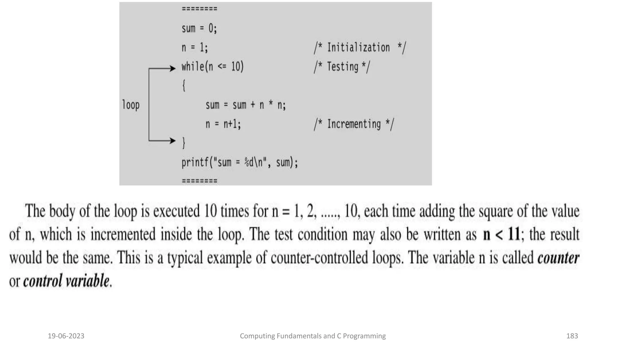 19-06-2023 Computing Fundamentals and C Programming 183
 