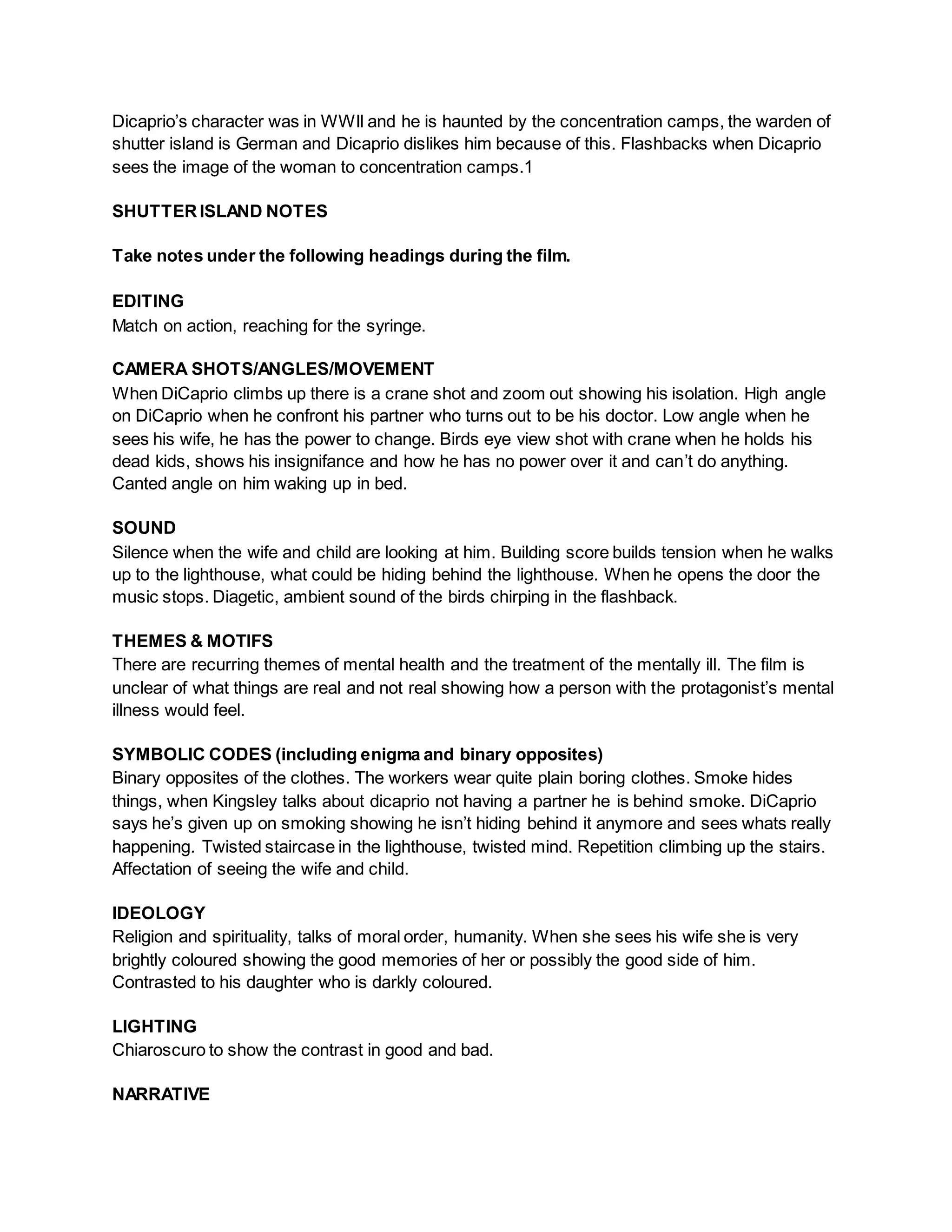 Shutter island analysis PDF