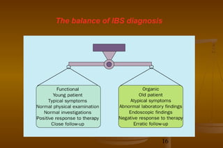 16
The balance of IBS diagnosis
 