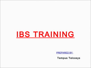 IBS TRAINING
PREPARED BY:
Tempus Telcosys
 