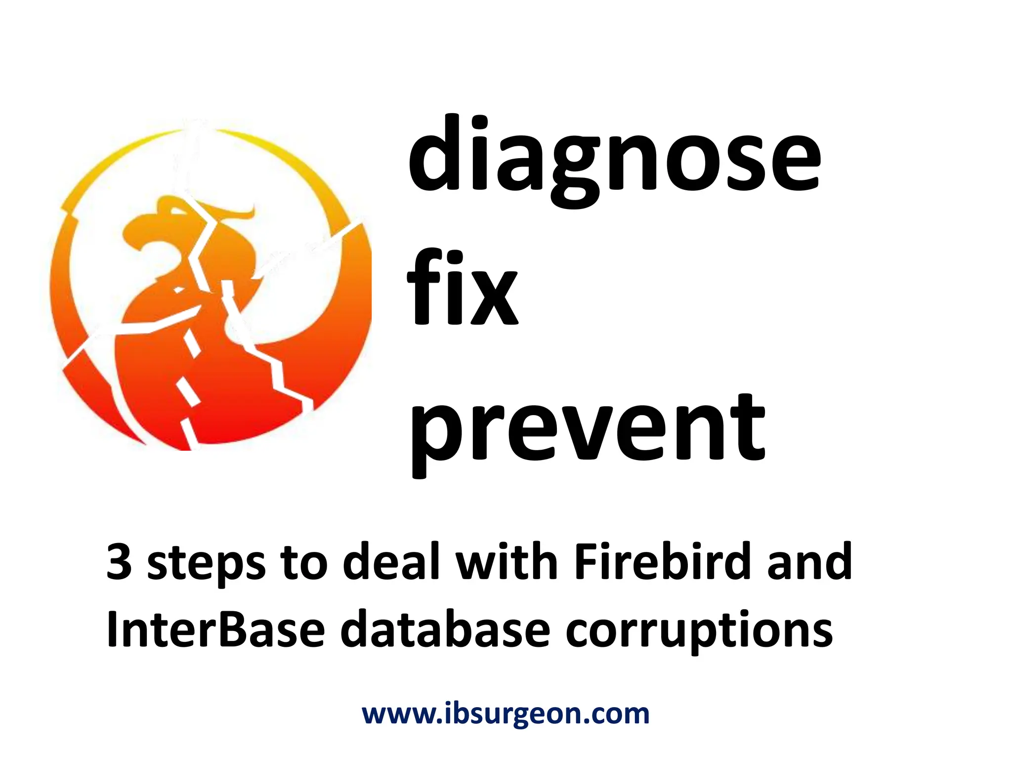 diagnosefixprevent 3 steps to deal with Firebird and InterBase database corruptionswww.ibsurgeon.com