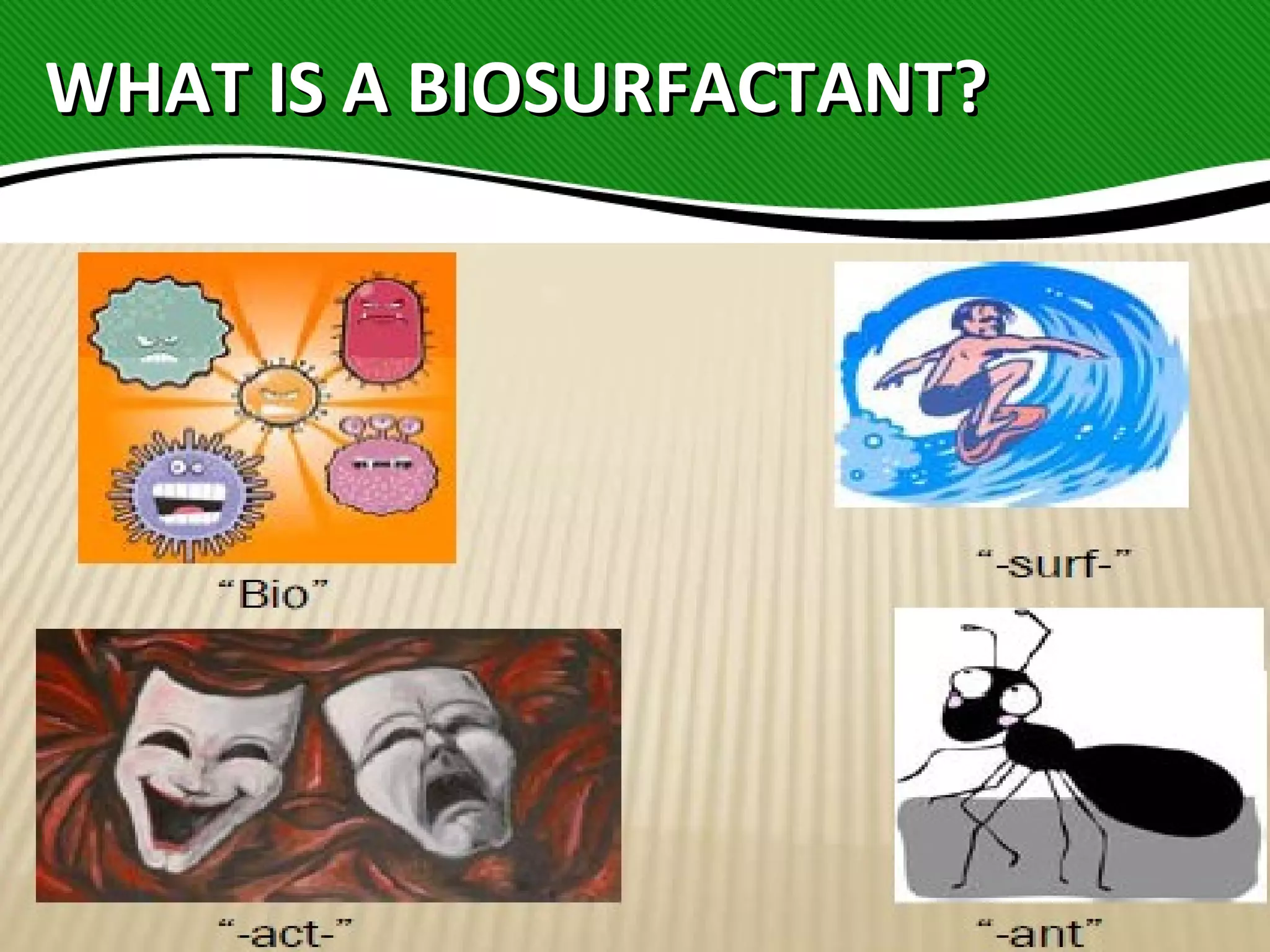 WHAT IS A BIOSURFACTANT?WHAT IS A BIOSURFACTANT?
 