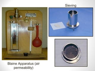 Blaine Apparatus (air
permeability)
Sieving
 