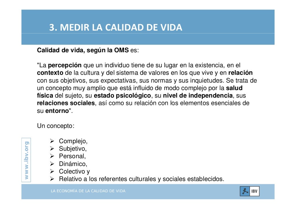 LA ECONOMIA DE LA CALIDAD DE VIDA 