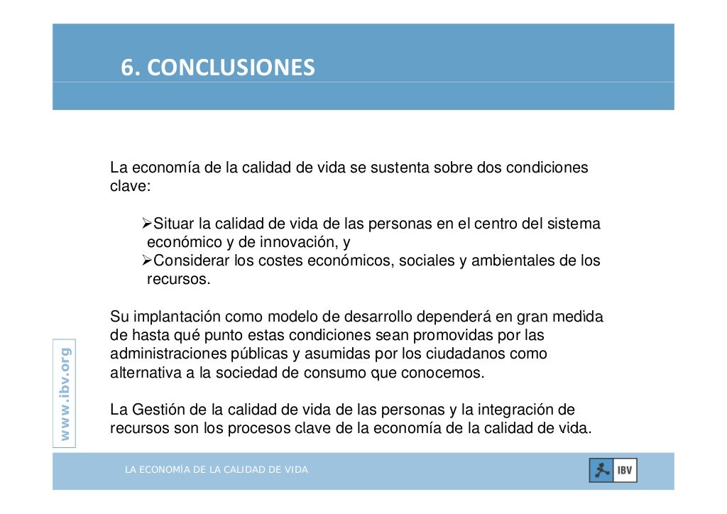 LA ECONOMIA DE LA CALIDAD DE VIDA 