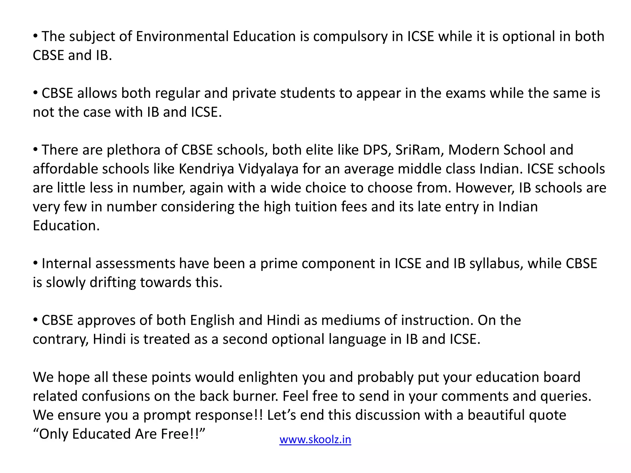 Cbse vs icse vs ib schools ppt
