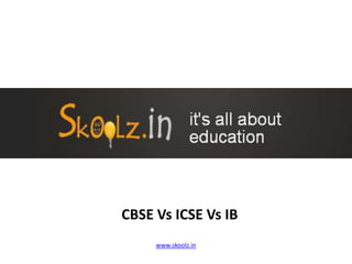 CBSE Vs ICSE Vs IB Schools www.skoolz.in 