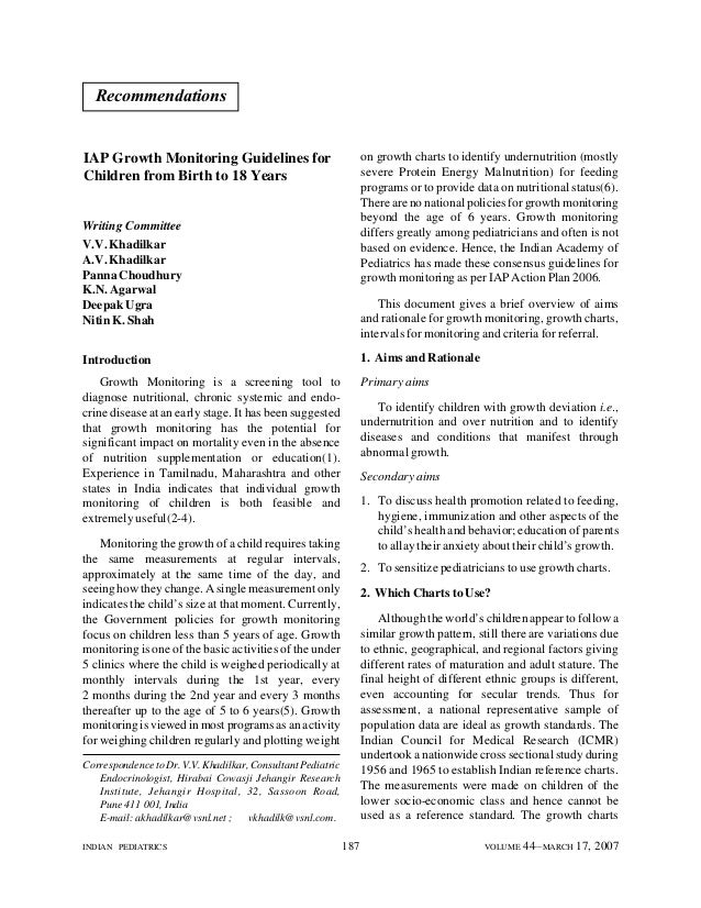 Indian Academy Of Pediatrics Growth Chart