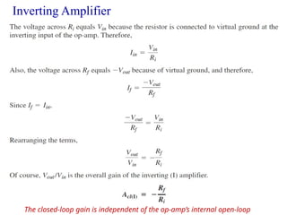 39
Inverting Amplifier
The closed-loop gain is independent of the op-amp’s internal open-loop
 
