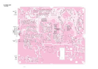 8-2 MAIN UNIT
• TOP VIEW
                                               12   1




                        1 2                                                                                                                                      51    50
                J2007




                        GND
                        SP+
                  to Speaker                                                                                                                                75                            26

                                                                                                                                                            76                            25



                                                             to VCO unit J5




                                                                                       REF_CON
                                                        L_RXLO




                                                                               L_UR5
                                                                       L_VR5
                                                                 GND




                                                                                                 5VS
                                                                                                                                                                 100   1




                                                                                                       to VCO unit J2




                                                                                                                    PLLDATA
                                                                                                                              PLLCK
                                                                                                          OUT1
                                                                                                                                                           13    12           MOD

                 CHASSIS                                                                                                                                                    L_VCO_SHIFT




                                                                                                                                                                                          to VCO
                                                                                                                                                                                          unit J1
                   J1                                                                                                                                                         OUT4




                                                                                                                                                 to VCO
                                                                                                                                                                              GND




                                                                                                                                                 unit J4
                                                                                                                                      REF_MOD
                                                                                                                                      L_PLLSW                                L_VCO8
                                                                                                                                      L_UNLOCK             24    1
                                                                                                                                                                             L_TXLO
                 ANT




                                                                                                          REF_OSC
                                                                                                                    L_LO_SW
                                                                                                                              8V
                                   MP5                                                                 to VCO unit J3




                                   HV
                CHASSIS
                 J2000             GND




                            1 2
                       J1
                            FAN-
                            FAN+




                        to FAN




                                         8-3
 