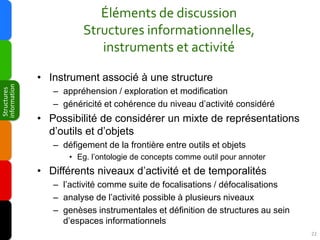 Éléments de discussion
                        Structures informationnelles,
                           instruments et act...