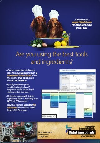 Are you using the best tools
and ingredients?
• Create competitive intelligence
reports and visualizations (such as
PowerP...