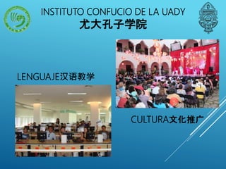 LENGUAJE汉语教学
CULTURA文化推广
INSTITUTO CONFUCIO DE LA UADY
尤大孔子学院
 