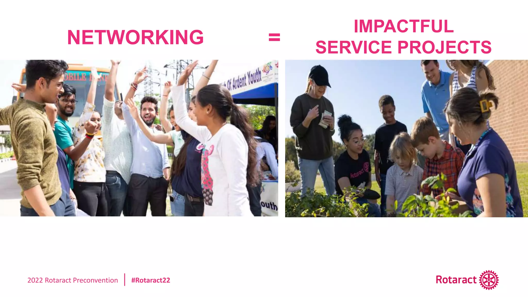 2022 Rotaract Preconvention #Rotaract22
NETWORKING
IMPACTFUL
SERVICE PROJECTS
=
