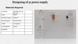 Designing of 5v power supply
Materials Required
 