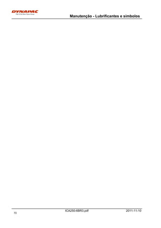 Manutenção - Lubrificantes e símbolos
ICA250-6BR3.pdf 2011-11-10
70
 