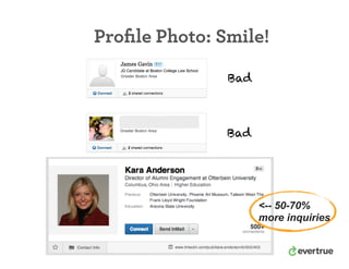 Proﬁle Photo: Smile!
Bad
Bad
<-- 50-70%
more inquiries
 