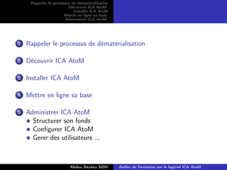 Atelier de formation sur le logiciel ICA AtoM | PDF