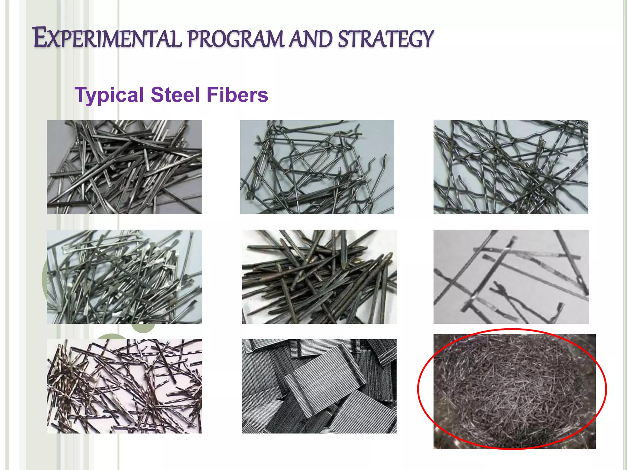Typical Steel Fibers
EXPERIMENTAL PROGRAM AND STRATEGY
 