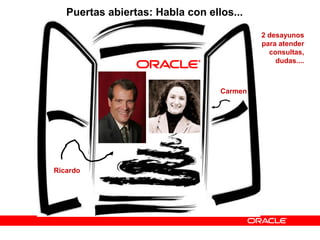 Puertas abiertas: Habla con ellos...
2 desayunos
para atender
consultas,
dudas....
Ricardo
Carmen
 