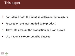 Analysis of milk production, butter marketing and household use of inputs in rural Ethiopia