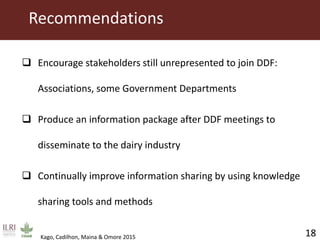 Influence of innovation platforms on information sharing and nurturing of smaller innovation platforms: A case study of the Tanzania Dairy Development Forum
