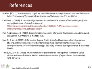 Influence of innovation platforms on information sharing and nurturing of smaller innovation platforms: A case study of the Tanzania Dairy Development Forum