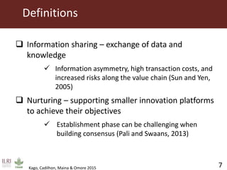 Influence of innovation platforms on information sharing and nurturing of smaller innovation platforms: A case study of the Tanzania Dairy Development Forum