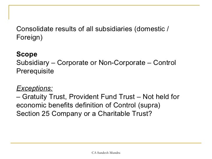form icai for 9 accounts Consolidation background of
