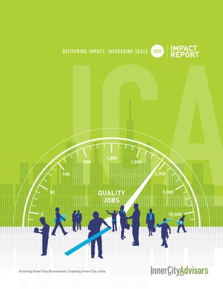 2010 IMPACT REPORT 1
2010 IMPACT
REPORT
DELIVERING IMPACT, INCREASING SCALE
Growing Inner City Businesses. Creating Inner City Jobs.
2,000
1,500
1,000
500
100
50
0
5,000
10,000
QUALITY
JOBS
 