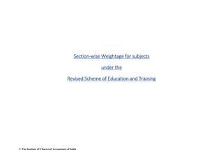 Section-wise Weightage for subjects
under the
Revised Scheme of Education and Training
© The Institute of Chartered Accountants of India
 