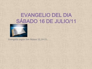 Evangelio del diasábado 16 de julio/11 Evangelio según San Mateo 12,14-21.  