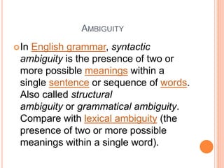 I C Analysis and Ambiguity | PPT