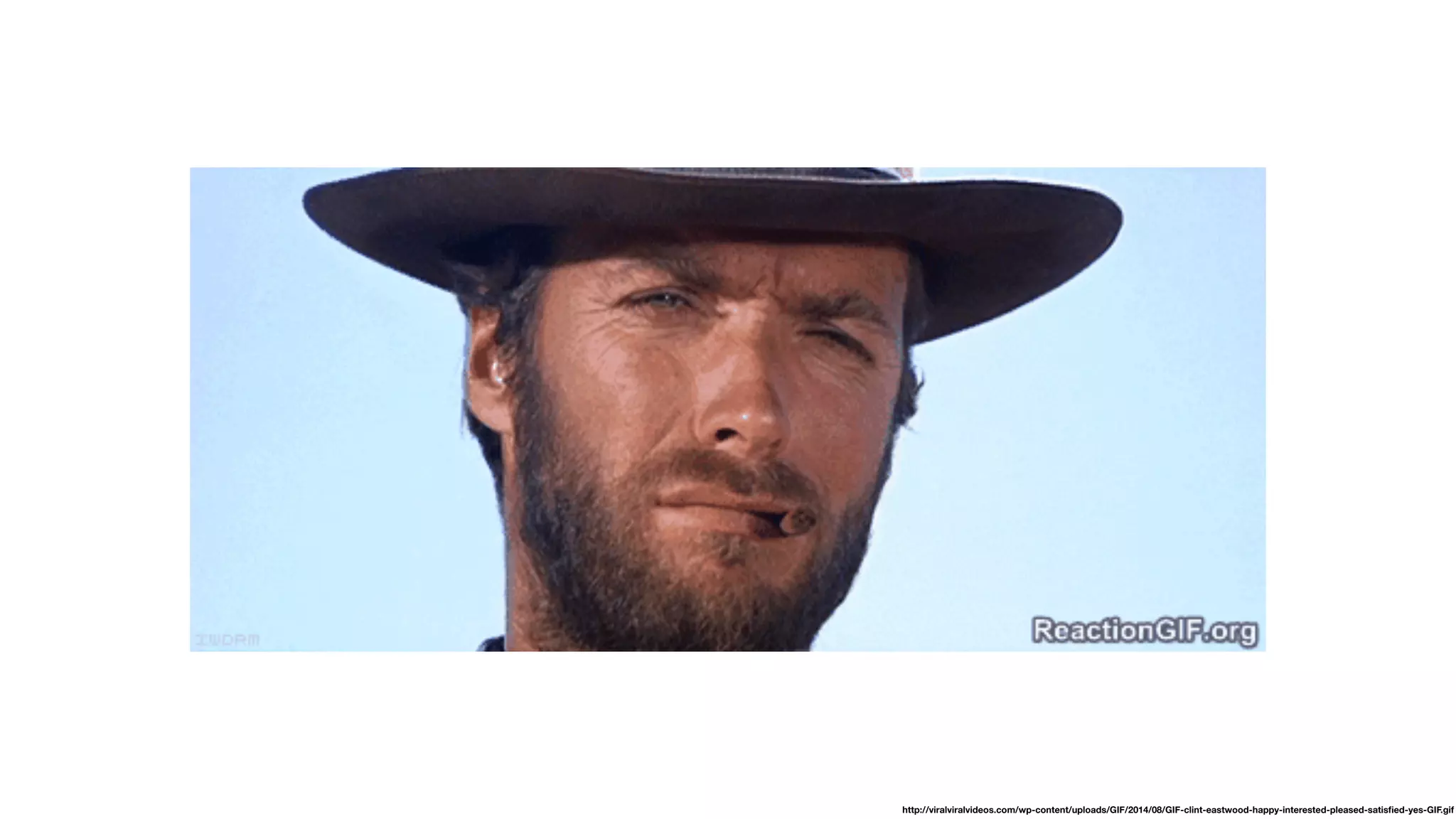 http://viralviralvideos.com/wp-content/uploads/GIF/2014/08/GIF-clint-eastwood-happy-interested-pleased-satisﬁed-yes-GIF.gif
 