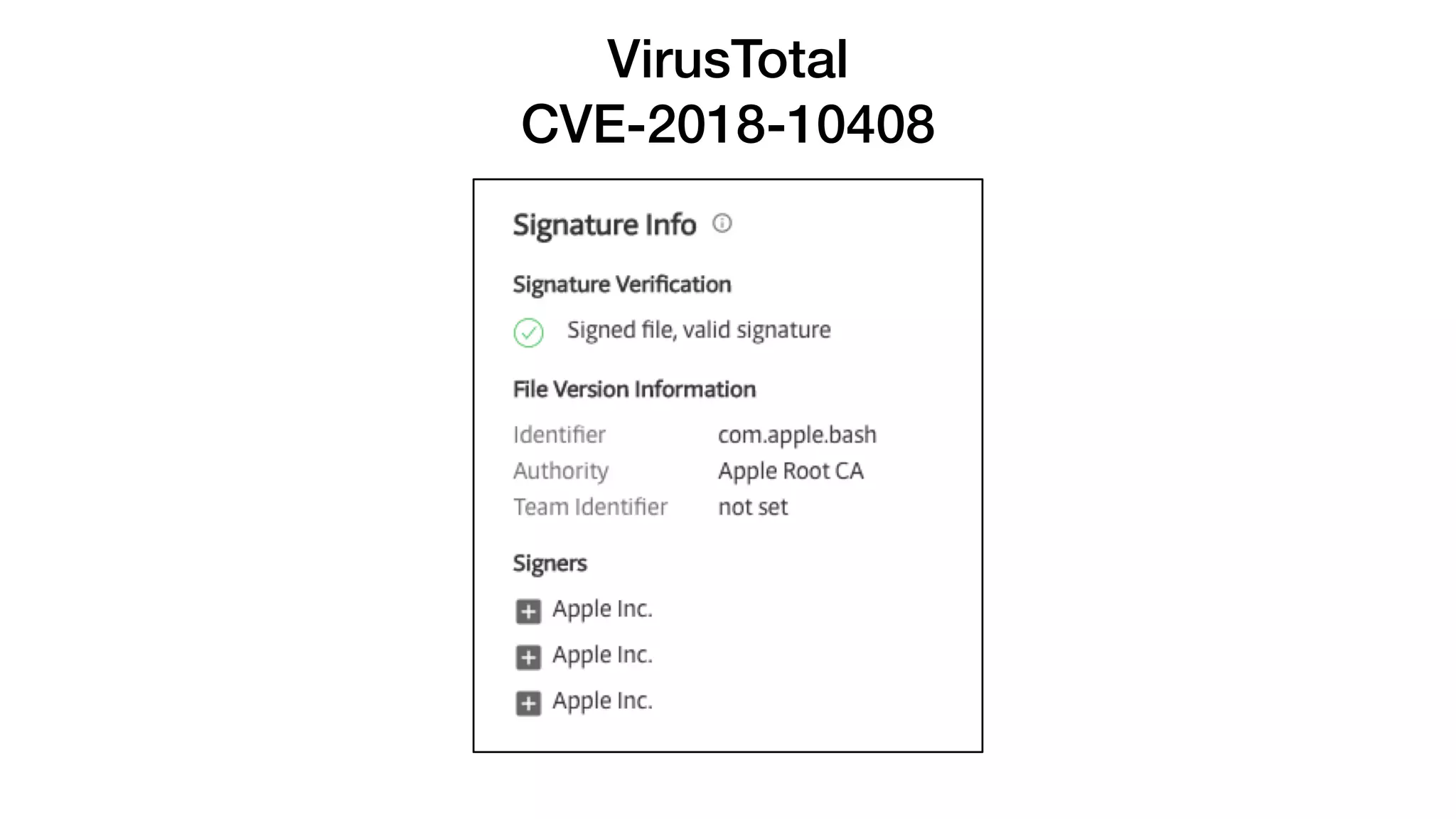 VirusTotal
CVE-2018-10408
 