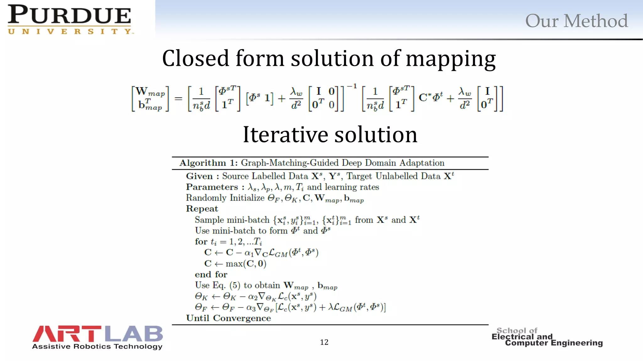 12
Closed form solution of mapping
Iterative solution
Our Method
 