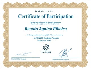 ICANN60 Certificate Coach Fellowship Program