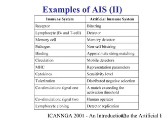 ICANNGA 2001 - An Introduction to the Artificial Im42
Examples of AIS (II)
 